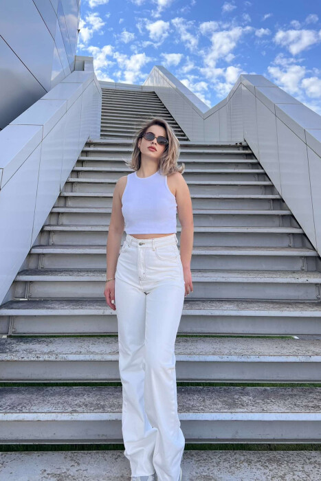 WIDE LEG SIMPLE WOMEN JEANS WHITE-E BARDHE - 1