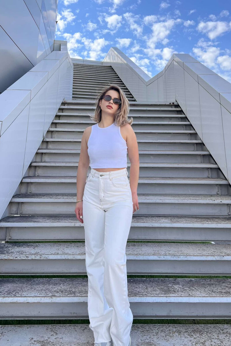 WIDE LEG SIMPLE WOMEN JEANS WHITE-E BARDHE - 1