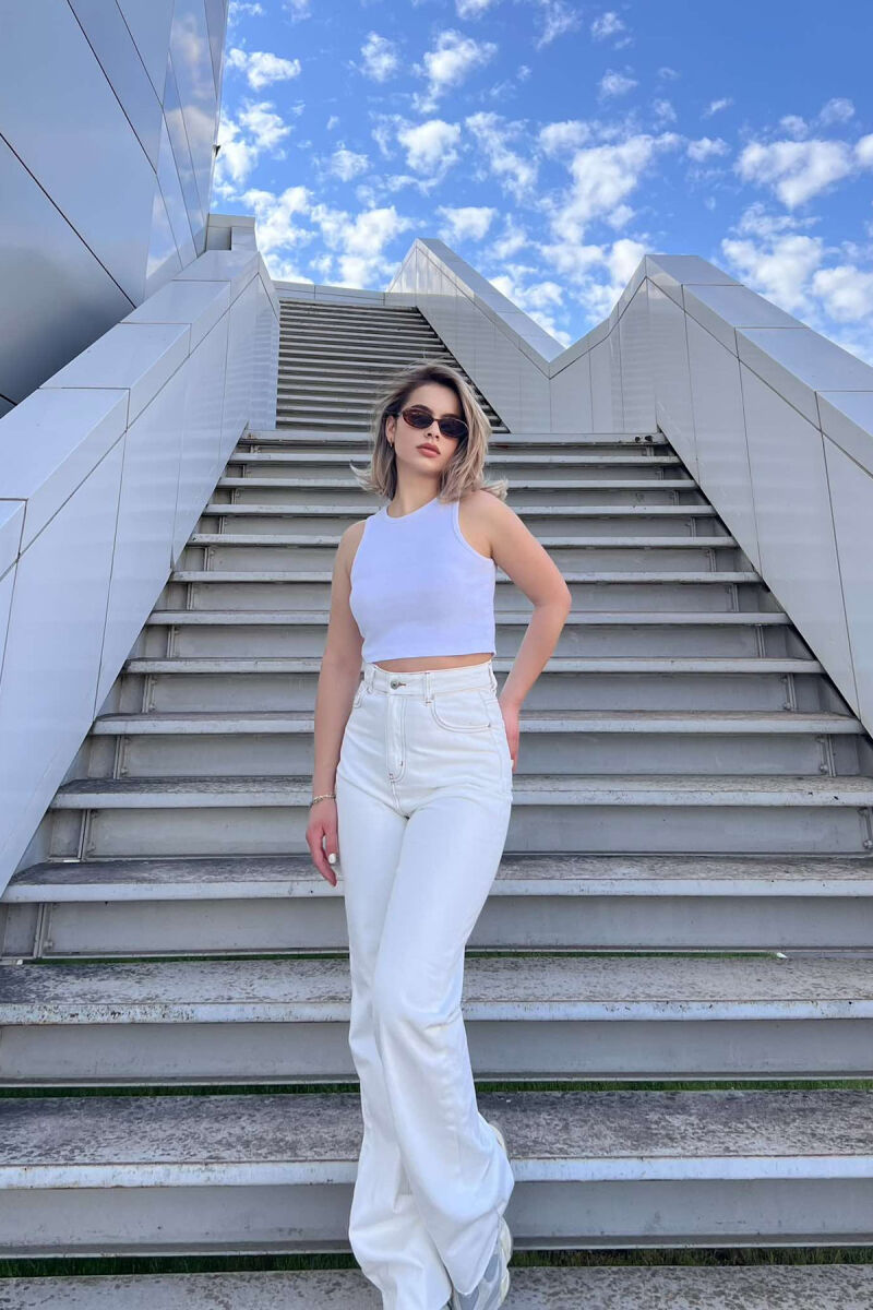 WIDE LEG SIMPLE WOMEN JEANS WHITE-E BARDHE - 2
