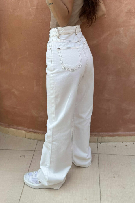 WIDE LEG SIMPLE WOMEN JEANS WHITE-E BARDHE - 6