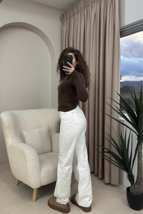 WIDE LEG SIMPLE WOMEN JEANS WHITE-E BARDHE - 2