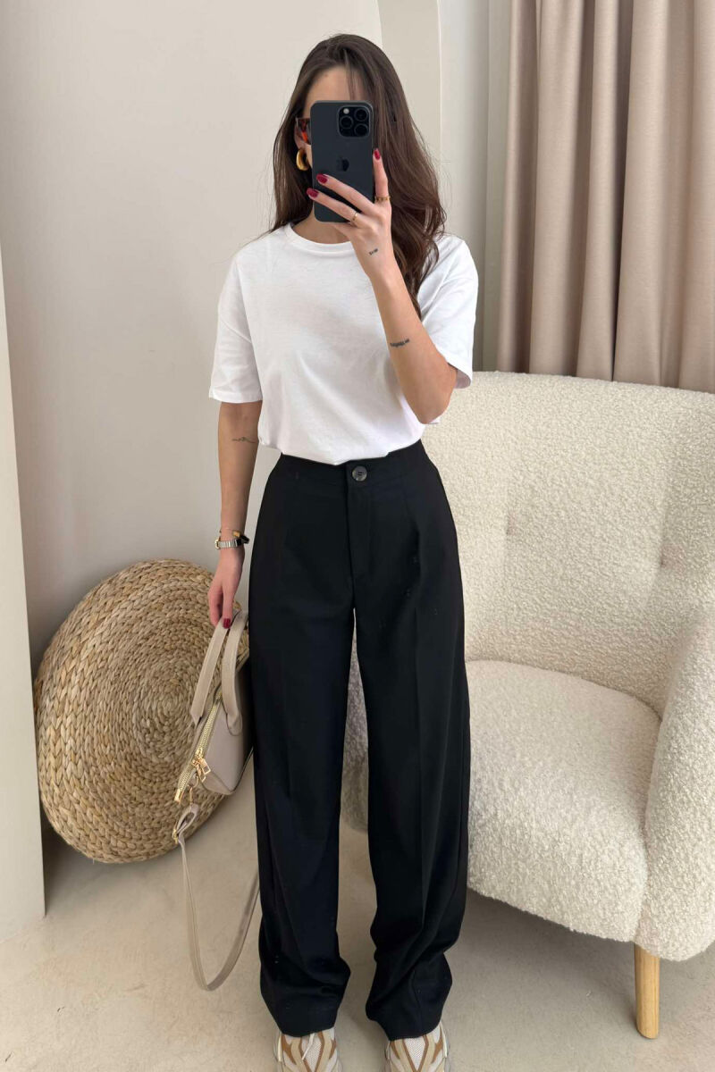 WIDE LEG SIMPLE WOMEN TROUSERS BLACK/ E ZEZE - 1