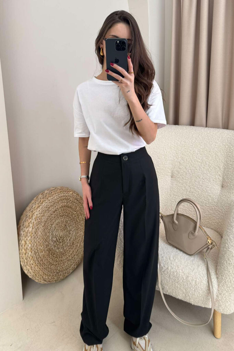 WIDE LEG SIMPLE WOMEN TROUSERS BLACK/ E ZEZE - 4