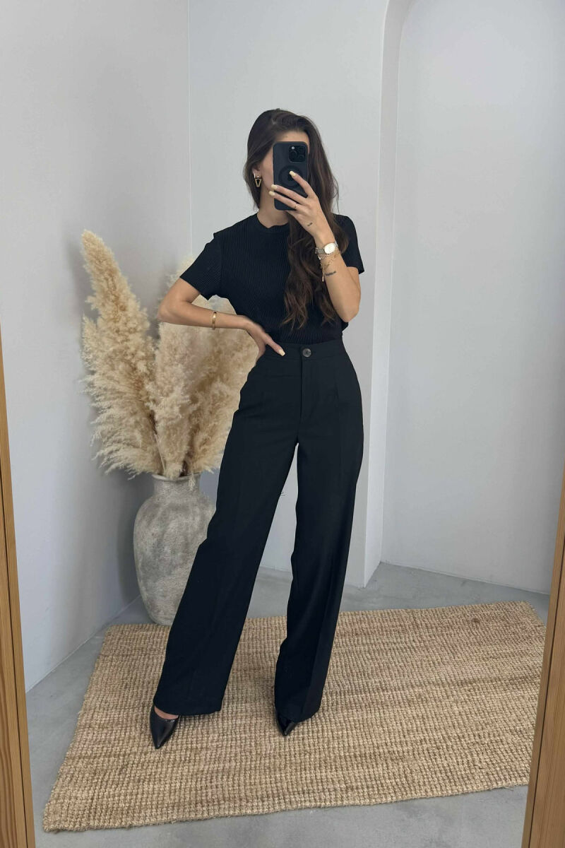 WIDE LEG SIMPLE WOMEN TROUSERS BLACK/ E ZEZE - 2