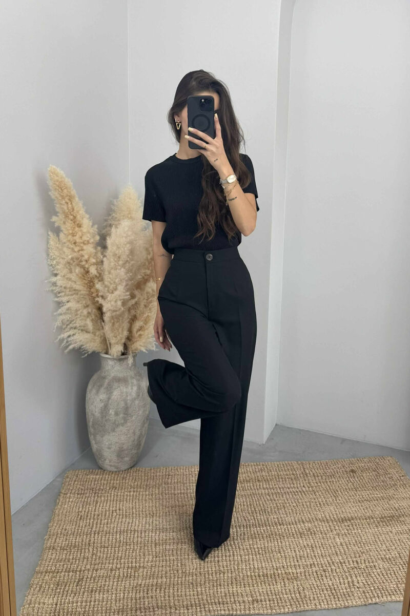 WIDE LEG SIMPLE WOMEN TROUSERS BLACK/ E ZEZE - 3