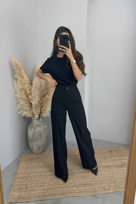 WIDE LEG SIMPLE WOMEN TROUSERS BLACK/ E ZEZE - 1