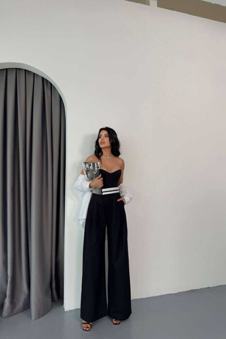 WIDE LEG SIMPLE WOMEN TROUSERS BLACK/ E ZEZE 