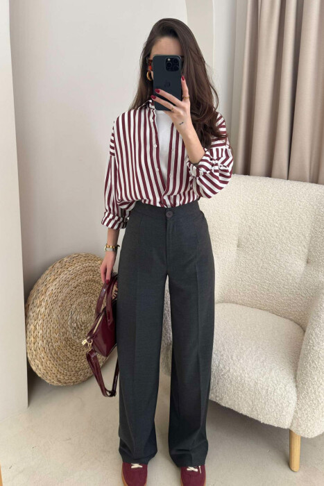 WIDE LEG SIMPLE WOMEN TROUSERS DARK GREY/GEE 