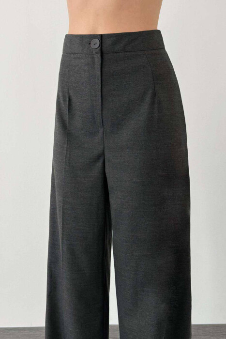 WIDE LEG SIMPLE WOMEN TROUSERS DARK GREY/GEE - 2