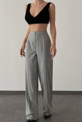 WIDE LEG SIMPLE WOMEN TROUSERS LIGHT GREY/GZ 