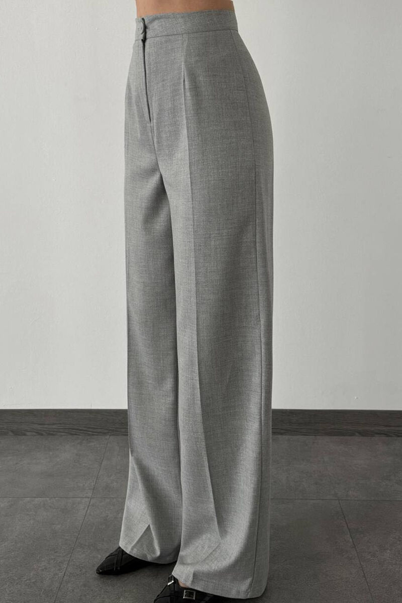 WIDE LEG SIMPLE WOMEN TROUSERS LIGHT GREY/GZ - 2