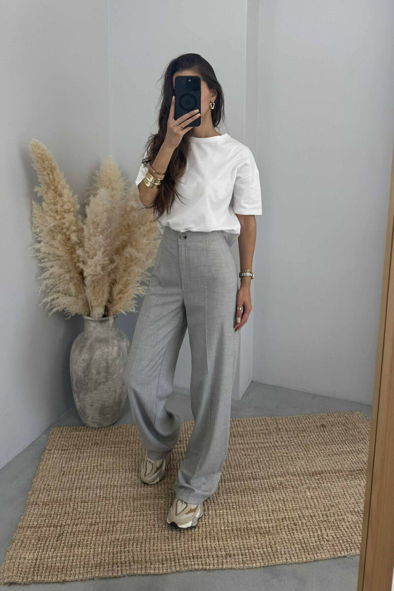 WIDE LEG SIMPLE WOMEN TROUSERS LIGHT GREY/GZ - 7
