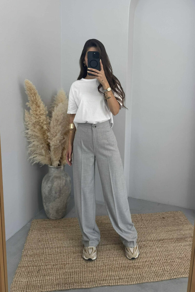 WIDE LEG SIMPLE WOMEN TROUSERS LIGHT GREY/GZ - 5