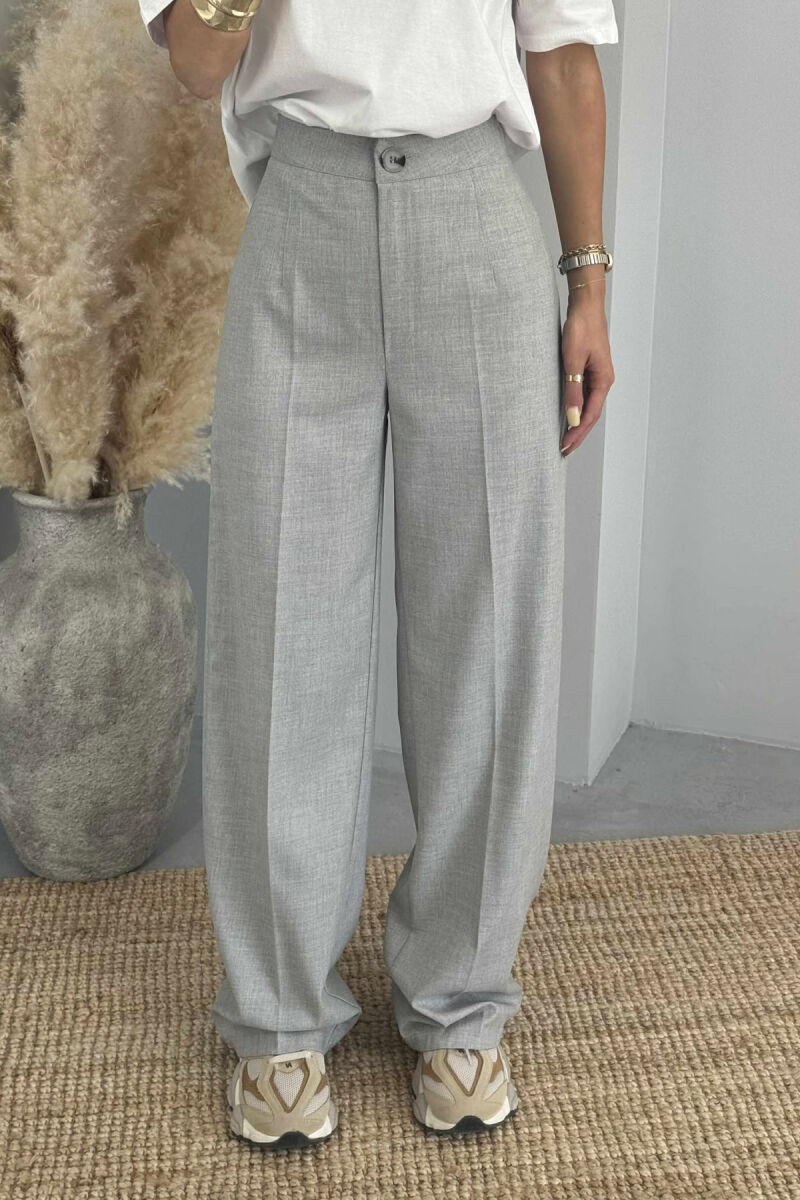 WIDE LEG SIMPLE WOMEN TROUSERS LIGHT GREY/GZ - 8