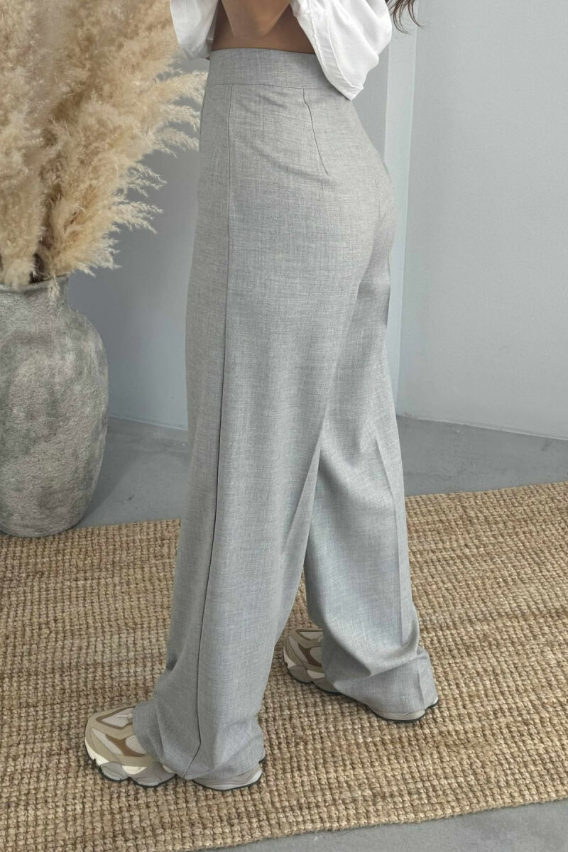WIDE LEG SIMPLE WOMEN TROUSERS LIGHT GREY/GZ - 9