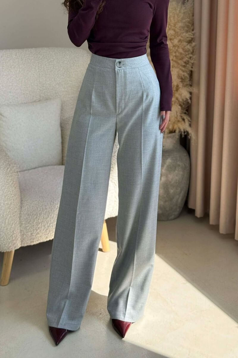 WIDE LEG SIMPLE WOMEN TROUSERS LIGHT GREY/GZ - 3