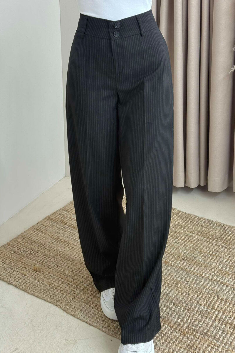 WIDE LEG STRIPED WOMEN TROUSERS BLACK/ E ZEZE - 3