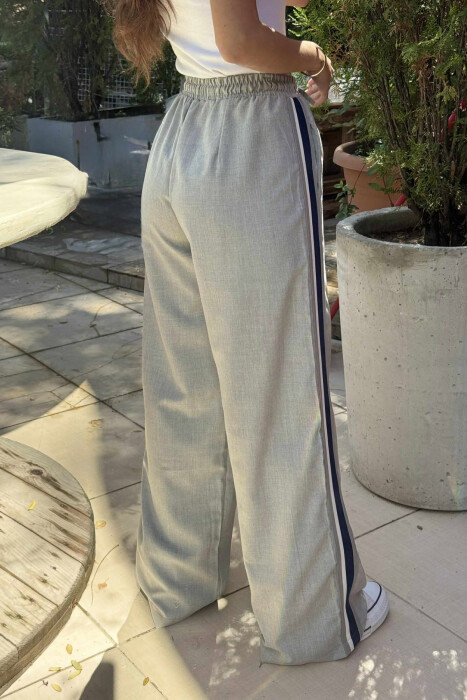 WIDE LEG STRIPED WOMEN TROUSERS LIGHT GREY/GZ - 3