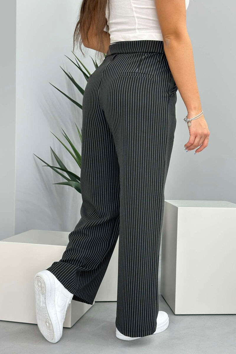 WIDE LEG STRIPES WOMEN TROUSERS BLACK/ E ZEZE - 3