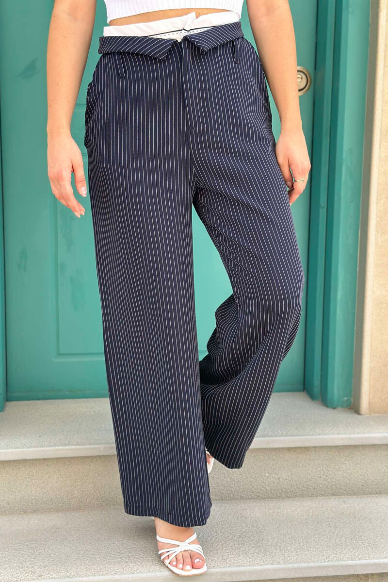 WIDE LEG STRIPES WOMEN TROUSERS BLUE/BLU - 1