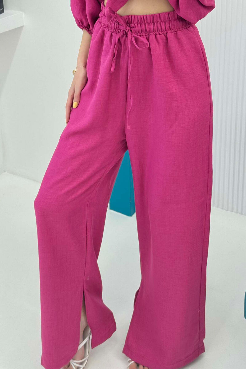 WIDE LEG TROUSERS+CROP LACING DETAIL WOMEN SET FUCHSIA/CIKLAMI - 5