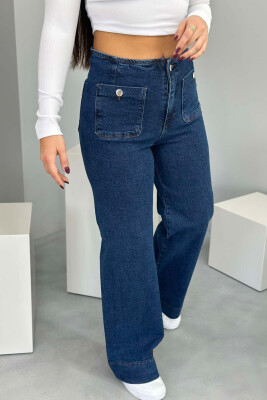 WIDE LEG TWO LITTLE POCKET WOMAN JEANS BLUE/BLU 