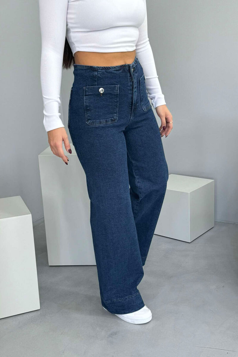 WIDE LEG TWO LITTLE POCKET WOMAN JEANS BLUE/BLU - 4