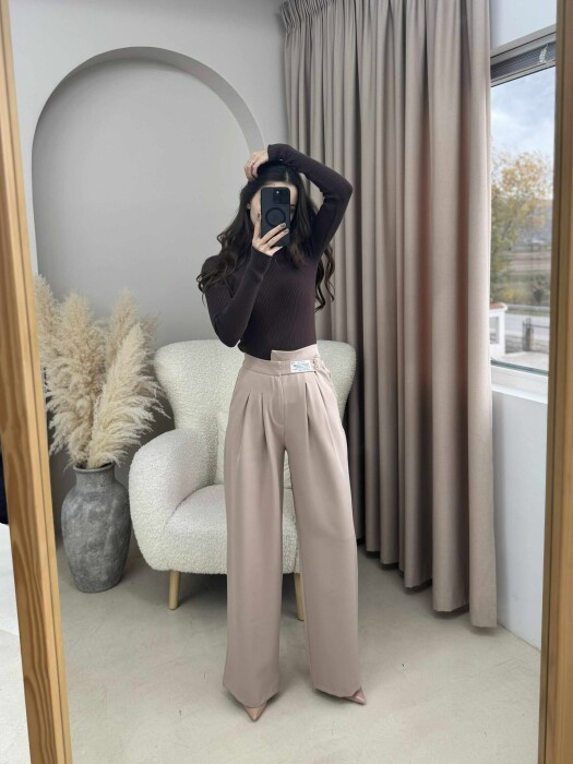 WIDE LEG ONE COLOR WOMAN TROUSERS BEIGE/BEZHE 