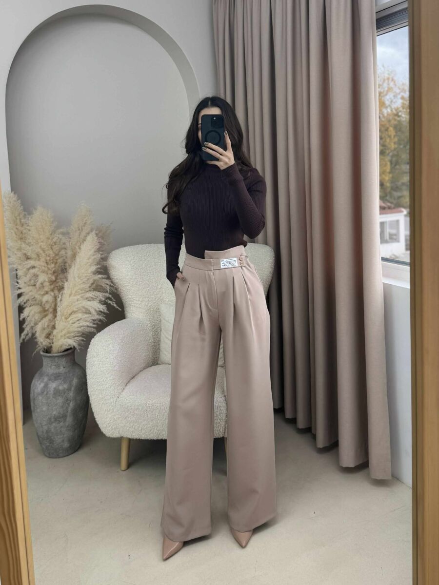 WIDE LEG ONE COLOR WOMAN TROUSERS BEIGE/BEZHE - 2