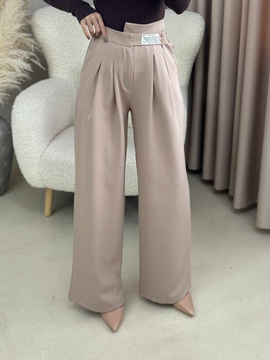 WIDE LEG ONE COLOR WOMAN TROUSERS BEIGE/BEZHE - 3