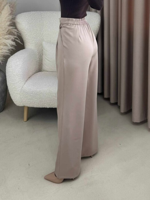 WIDE LEG ONE COLOR WOMAN TROUSERS BEIGE/BEZHE - 4