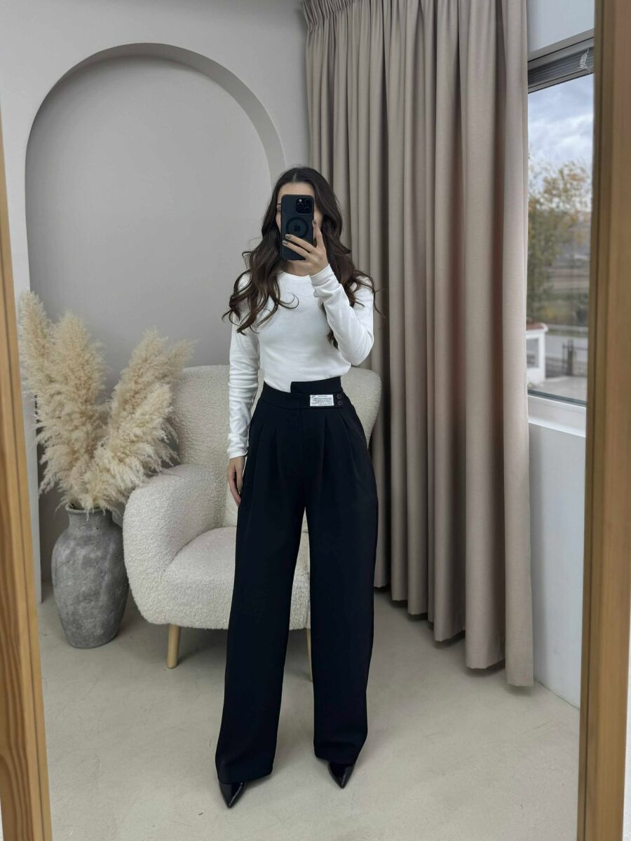 WIDE LEG ONE COLOR WOMAN TROUSERS BLACK/ E ZEZE - 2