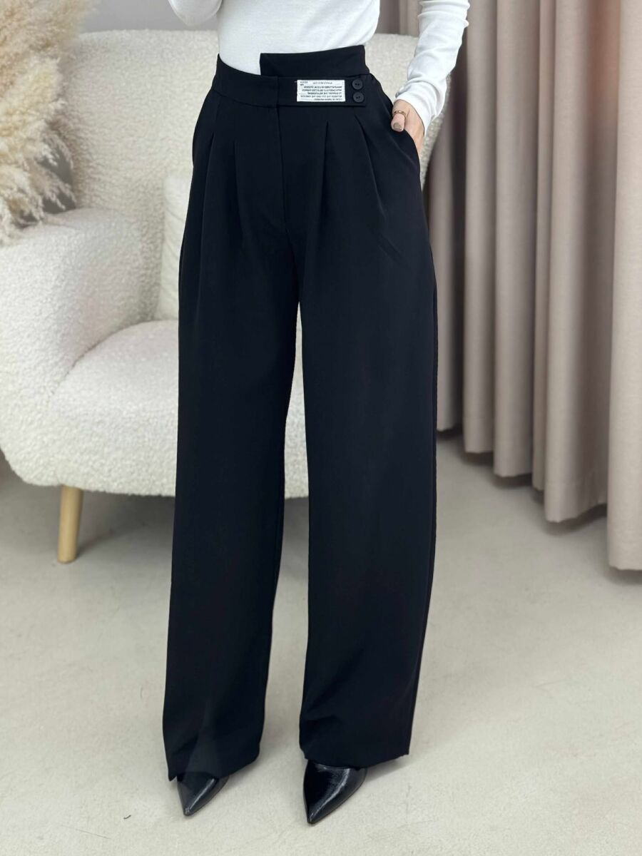 WIDE LEG ONE COLOR WOMAN TROUSERS BLACK/ E ZEZE - 3