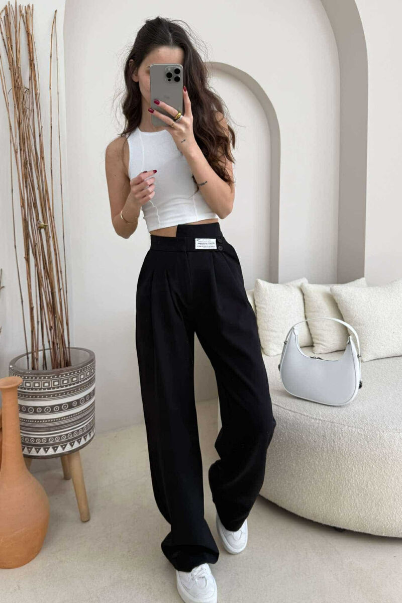 WIDE LEG WOMAN TROUSERS IN BLACK COLOR - 1