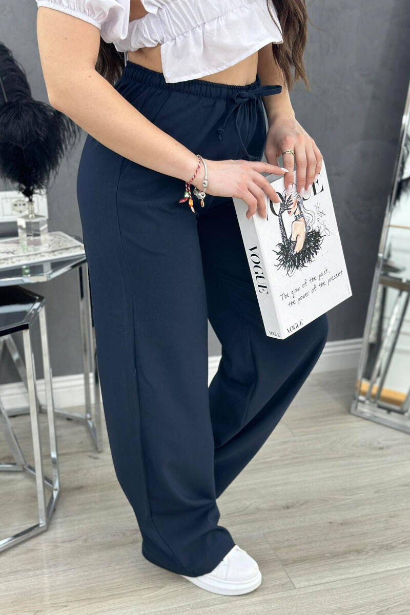 WIDE LEG ONE COLOR WOMAN TROUSERS BLUE/BLU - 5