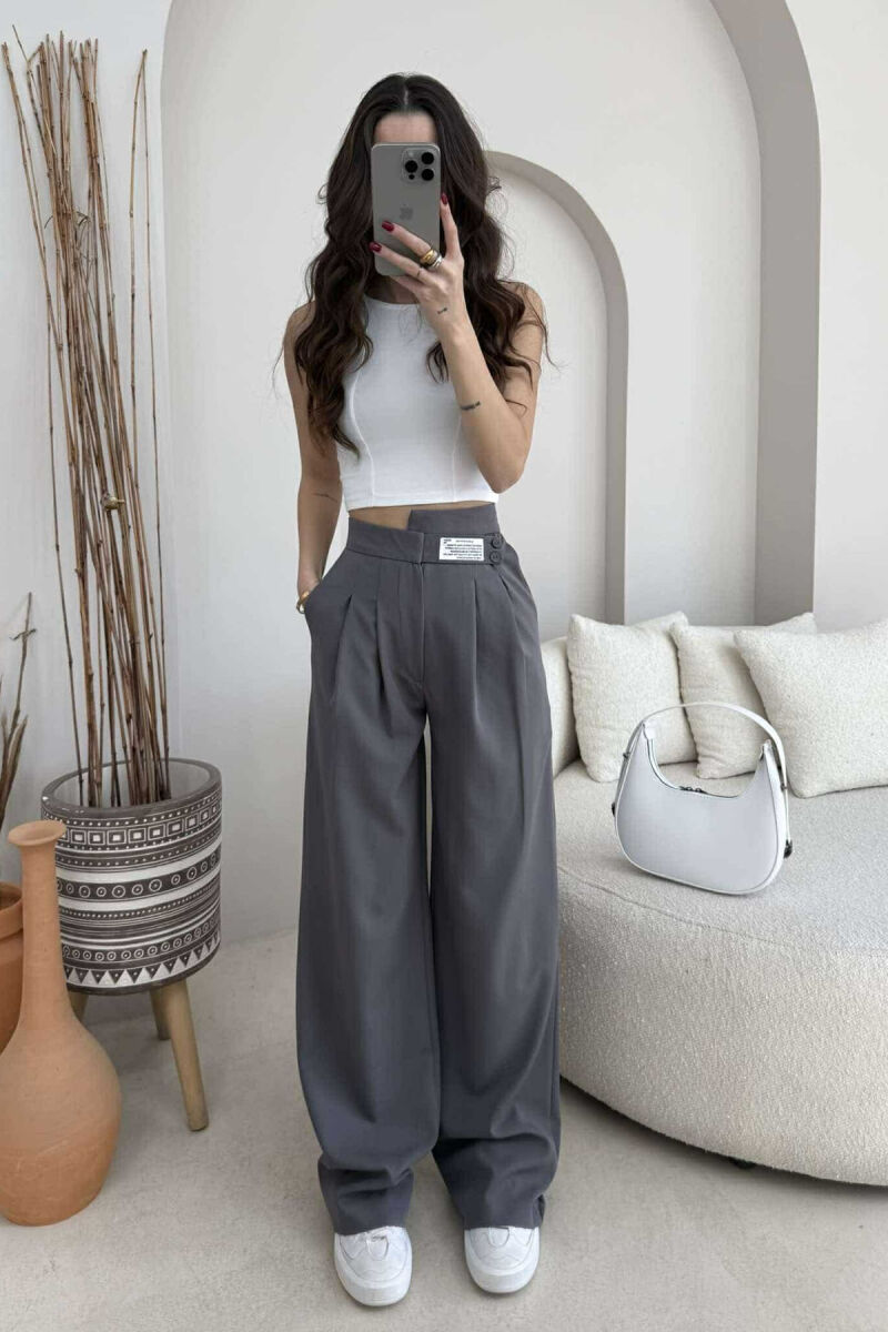 WIDE LEG WOMAN TROUSERS IN DARK GREY COLOR - 1