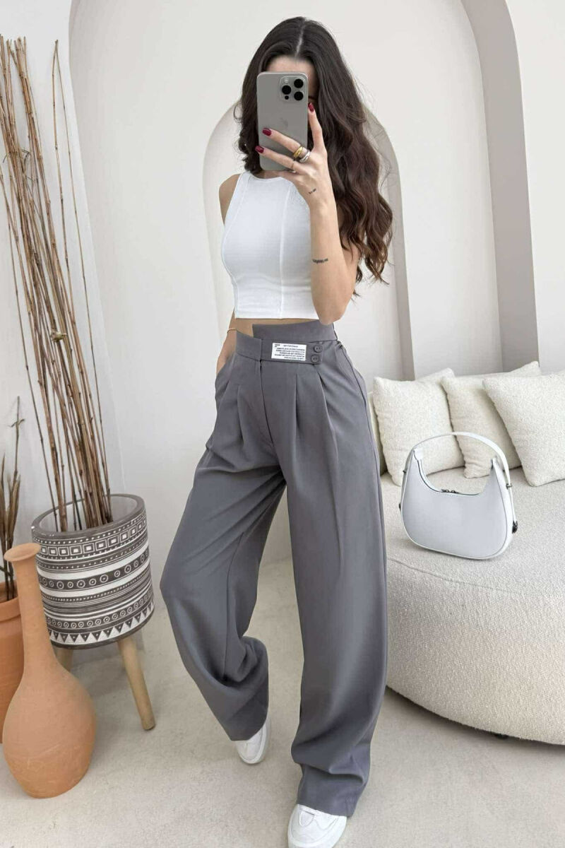 WIDE LEG WOMAN TROUSERS IN DARK GREY COLOR - 2