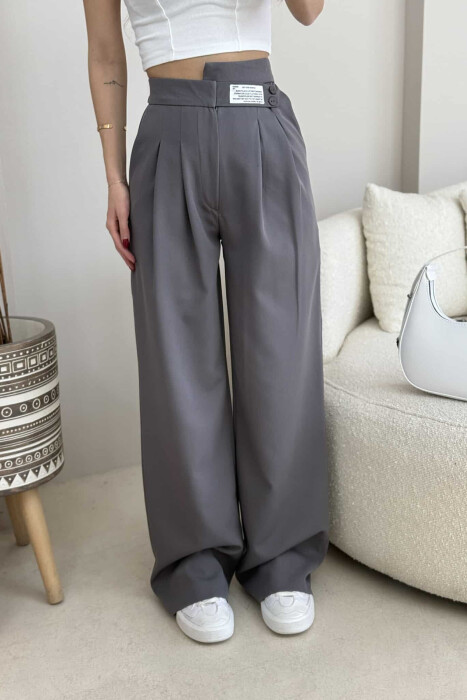 WIDE LEG WOMAN TROUSERS IN DARK GREY COLOR - 3