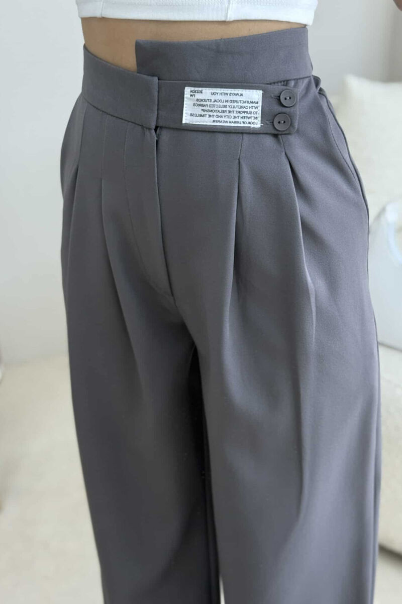 WIDE LEG WOMAN TROUSERS IN DARK GREY COLOR - 4