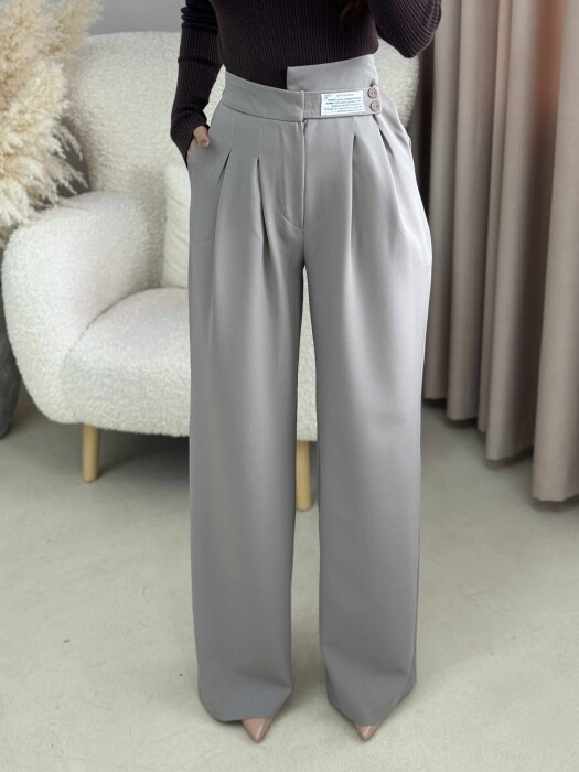 WIDE LEG ONE COLOR WOMAN TROUSERS GREY/GRI - 3