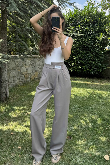 WIDE LEG WOMAN TROUSERS IN GREY COLOR 