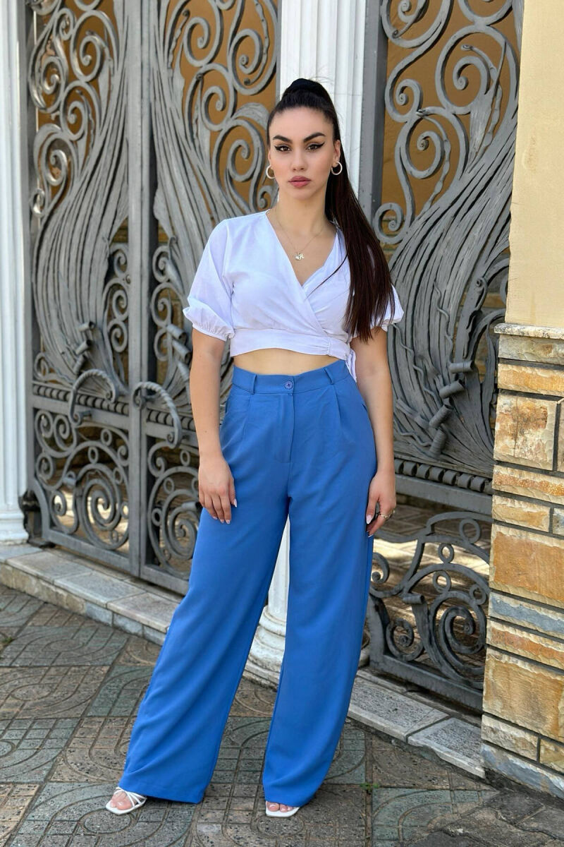 WIDE LEG WOMEN TROUSERS IN LIGHTBLUE COLOR - 7