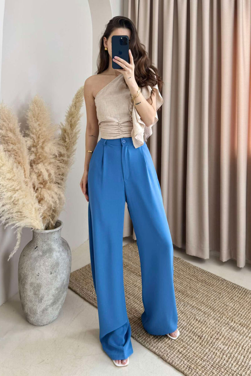 WIDE LEG WOMEN TROUSERS IN LIGHTBLUE COLOR - 2