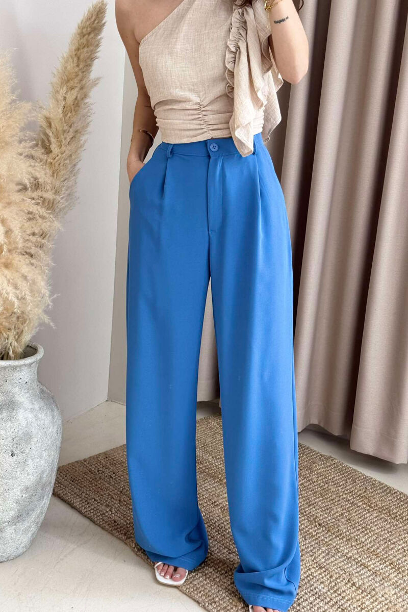 WIDE LEG WOMEN TROUSERS IN LIGHTBLUE COLOR - 4
