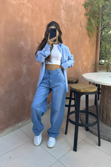 WIDE LEG WOMEN JEANS BLUE/BLU 