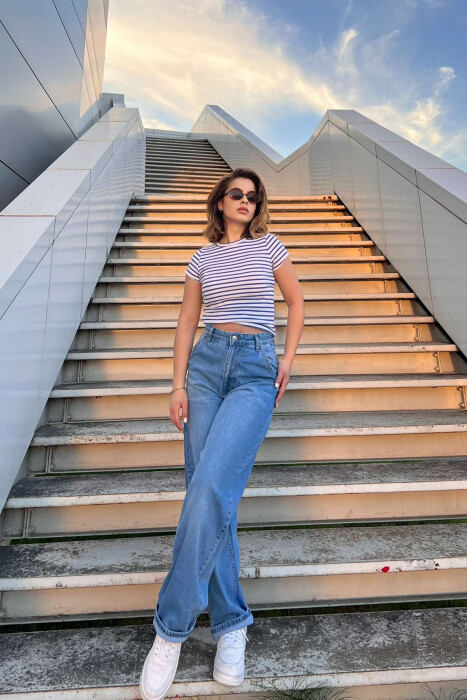 WIDE LEG WOMEN JEANS BLUE/BLU - 3