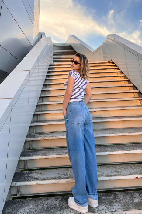 WIDE LEG WOMEN JEANS BLUE/BLU - 4