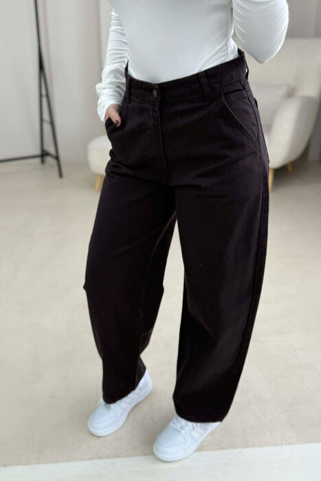 WIDE LEG WOMEN JEANS DARK BROWN/KAE 