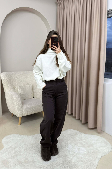 WIDE LEG WOMEN JEANS DARK BROWN/KAE - 1