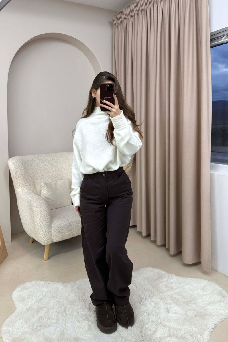 WIDE LEG WOMEN JEANS DARK BROWN/KAE - 2